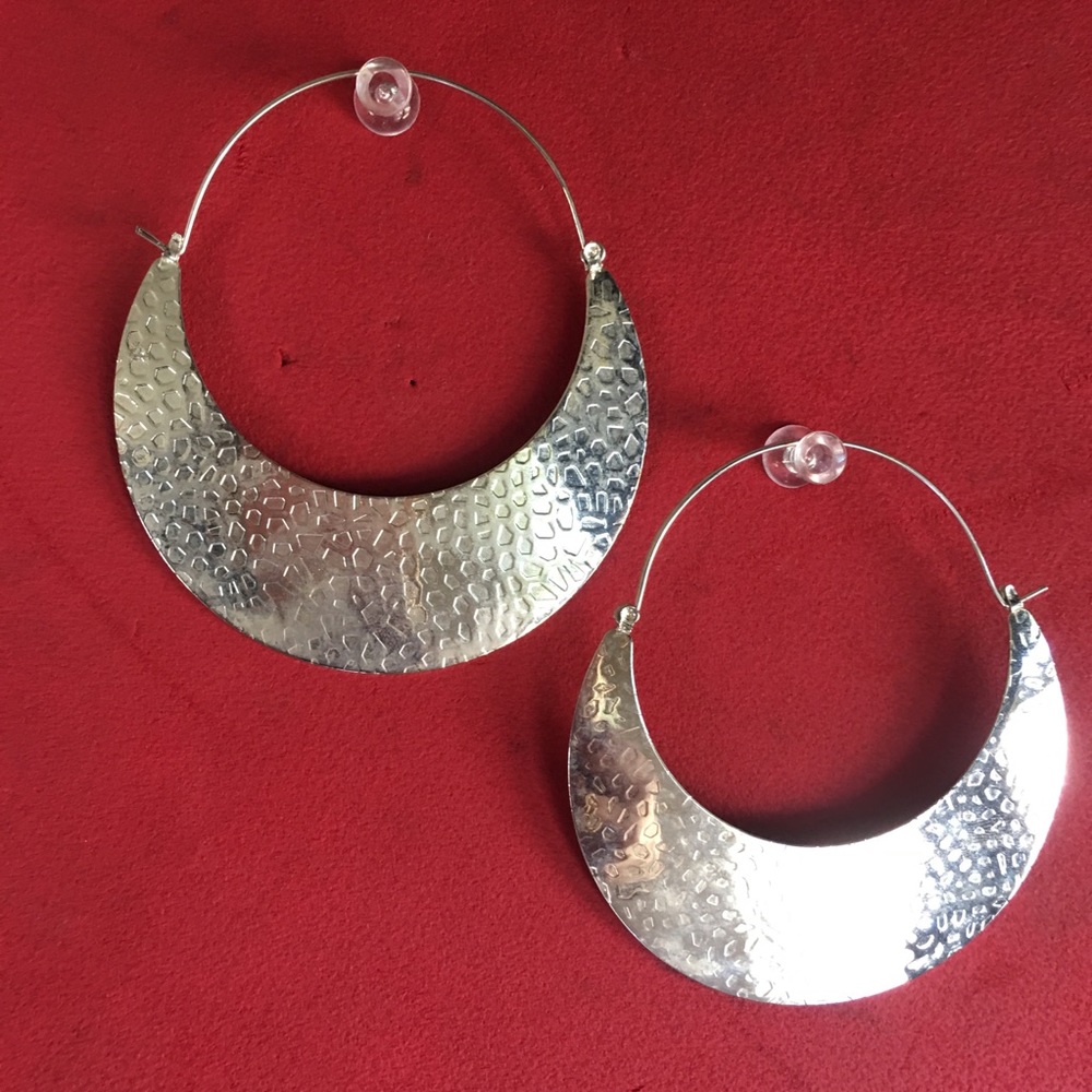Silver bangle earrings